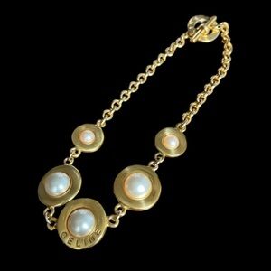 Celine Vintage Gold Plated Pearl Necklace
